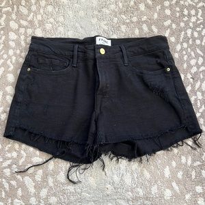 FRAME Le cutoff black jean shorts 27